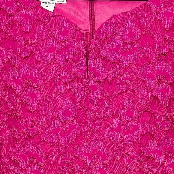 SCOTT MCCLINTOCK Vintage 90s Pink Floral Lace Long Sleeve Bodycon Mini Dress XS - Picture 3 of 5
